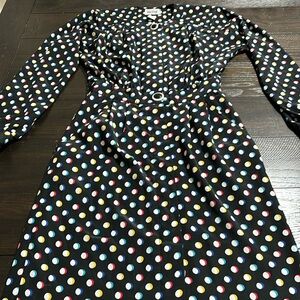 Eighties vintage polka dot dress beautiful buttons well made with pockets